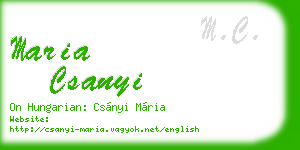 maria csanyi business card